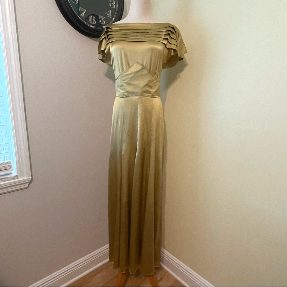 Custom made gold stretch silk 1930’s ballgown XS